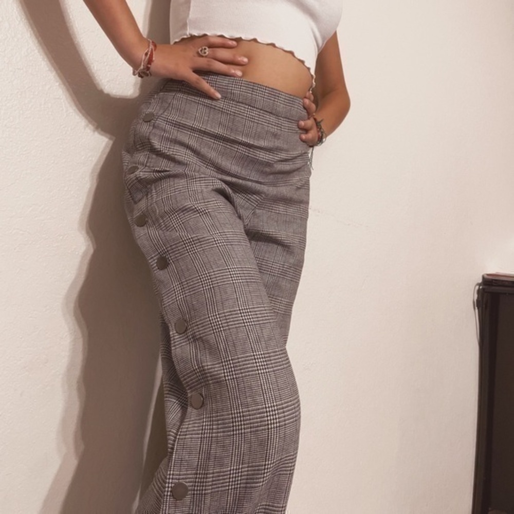 Plaid wide leg flare pants . - Picture 1 of 9